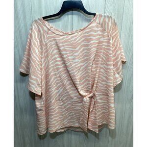 BELLE by KIM‎ GRAVER Women's (Size 2X) Short Sleeve Round Neck Tie Accent